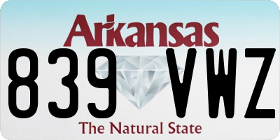 AR license plate 839VWZ