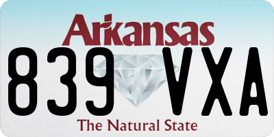 AR license plate 839VXA