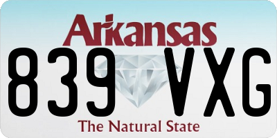 AR license plate 839VXG