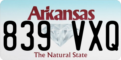 AR license plate 839VXQ