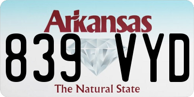 AR license plate 839VYD