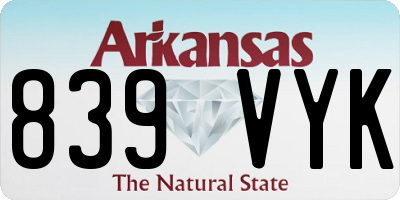 AR license plate 839VYK