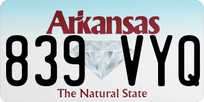 AR license plate 839VYQ