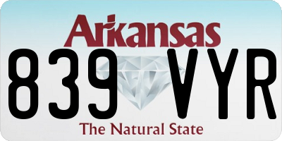AR license plate 839VYR