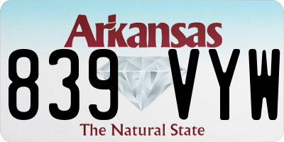 AR license plate 839VYW