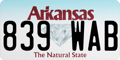 AR license plate 839WAB