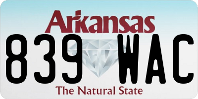 AR license plate 839WAC