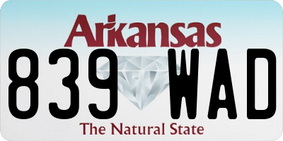 AR license plate 839WAD