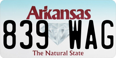 AR license plate 839WAG