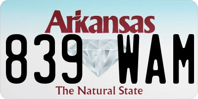 AR license plate 839WAM