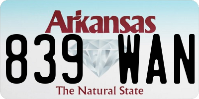 AR license plate 839WAN