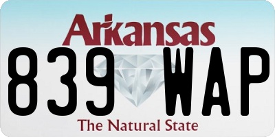 AR license plate 839WAP
