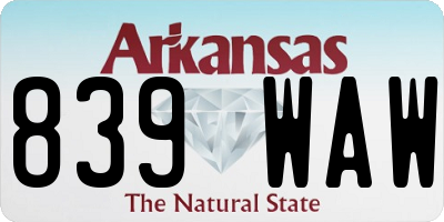 AR license plate 839WAW