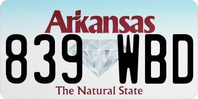 AR license plate 839WBD