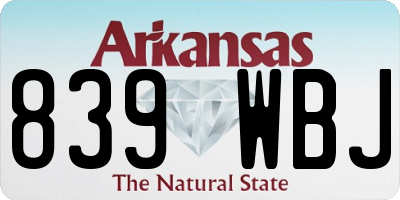 AR license plate 839WBJ