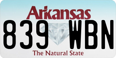 AR license plate 839WBN