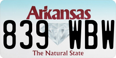 AR license plate 839WBW