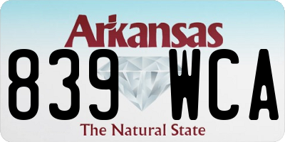 AR license plate 839WCA