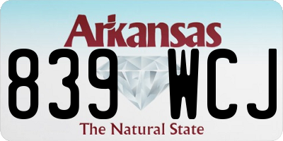 AR license plate 839WCJ
