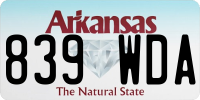 AR license plate 839WDA