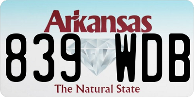 AR license plate 839WDB