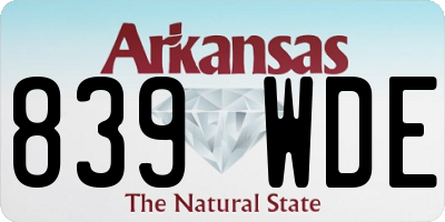 AR license plate 839WDE