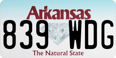 AR license plate 839WDG