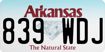 AR license plate 839WDJ