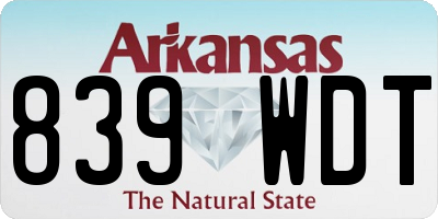 AR license plate 839WDT