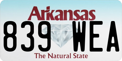 AR license plate 839WEA