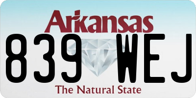 AR license plate 839WEJ