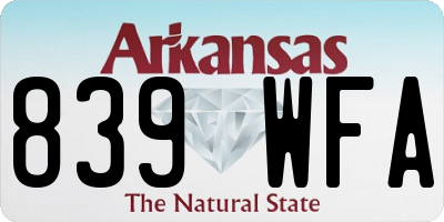 AR license plate 839WFA
