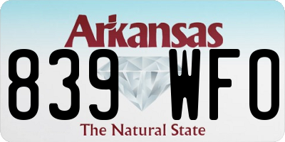 AR license plate 839WFO
