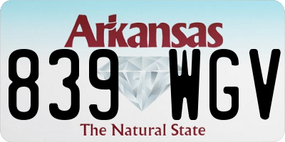 AR license plate 839WGV