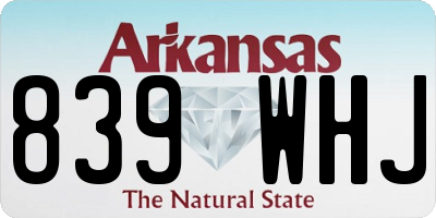 AR license plate 839WHJ