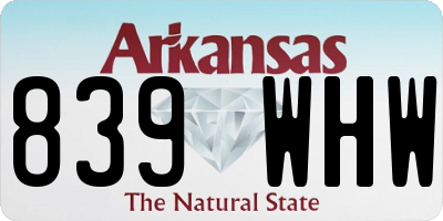 AR license plate 839WHW