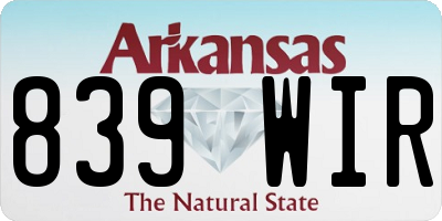 AR license plate 839WIR