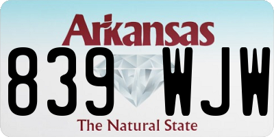 AR license plate 839WJW