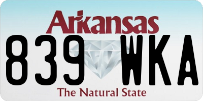 AR license plate 839WKA
