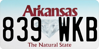 AR license plate 839WKB