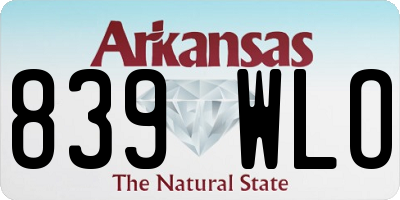 AR license plate 839WLO