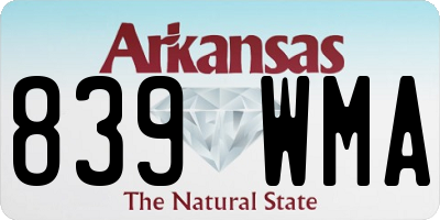 AR license plate 839WMA