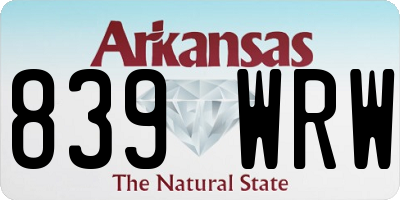 AR license plate 839WRW