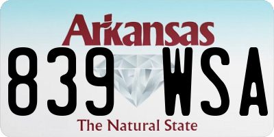 AR license plate 839WSA
