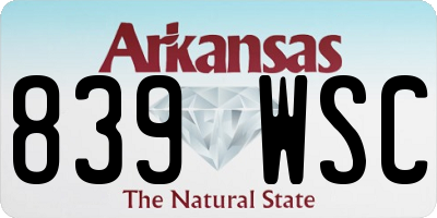 AR license plate 839WSC