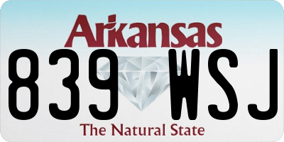 AR license plate 839WSJ