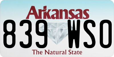 AR license plate 839WSO