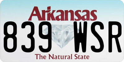 AR license plate 839WSR