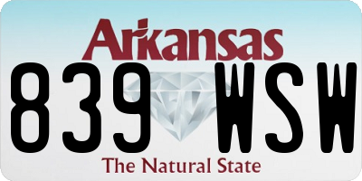 AR license plate 839WSW