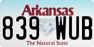 AR license plate 839WUB
